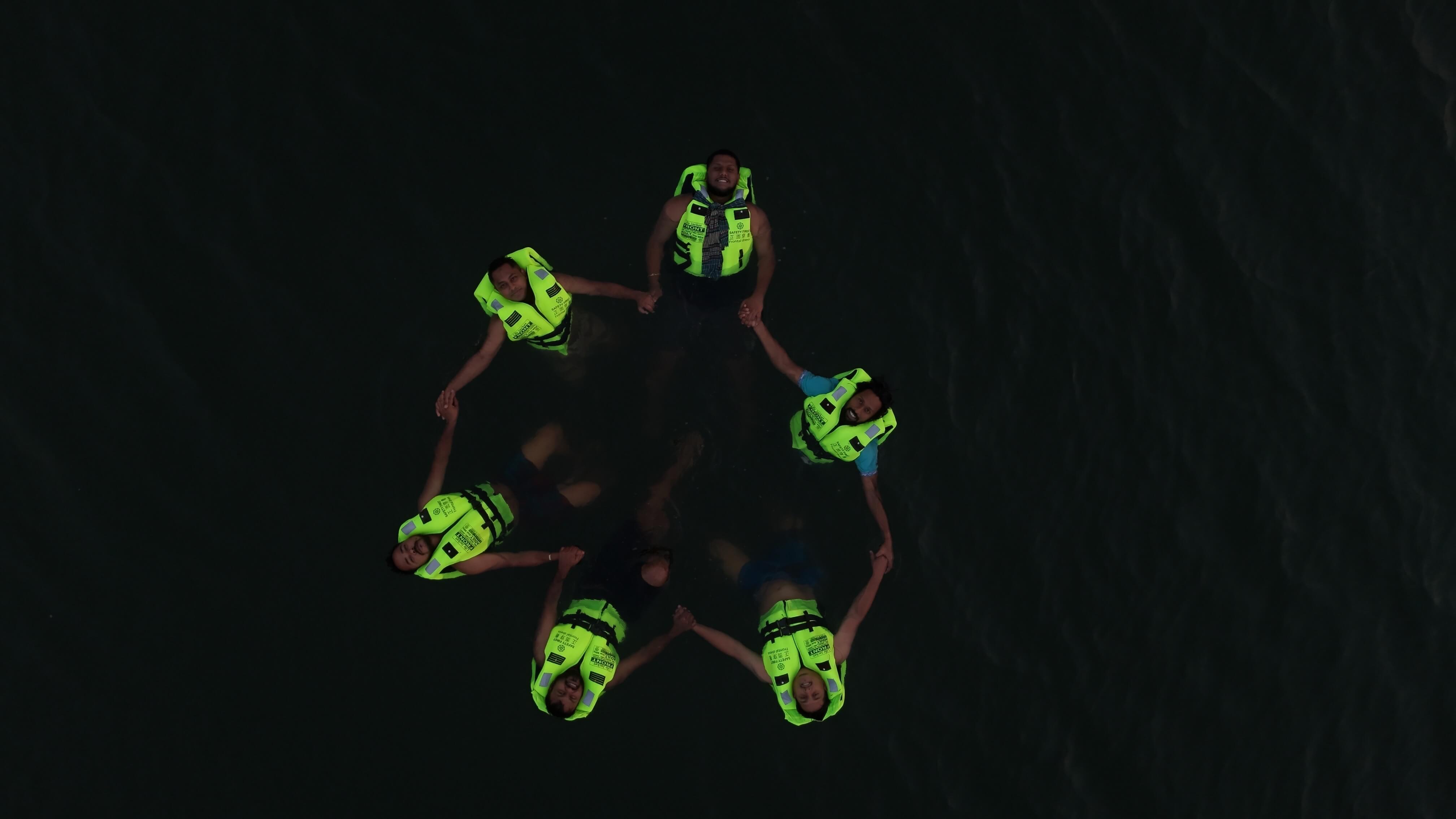 Aerial view of Furomon Island Resort and coastline