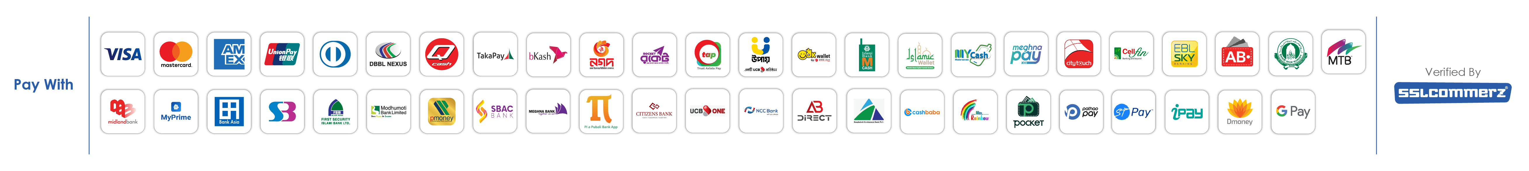Pay with bKash, Nagad, cards and more — verified by SSLCOMMERZ